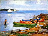 Edward Henry Potthast Famous Paintings - Canoeing